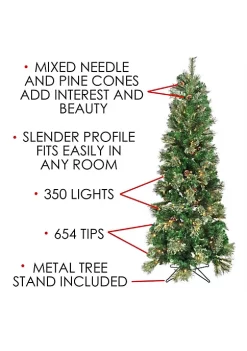 Garden Elements Artificial Pencil Fir Christmas Tree W/ Pine Cones- 350 Clear Lights, 6.5' 7 Garden Elements Artificial Pencil Fir Christmas Tree W/ Pine Cones- 350 Clear Lights, 6.5' -Disney Villains Shirts Shop Belk 1034