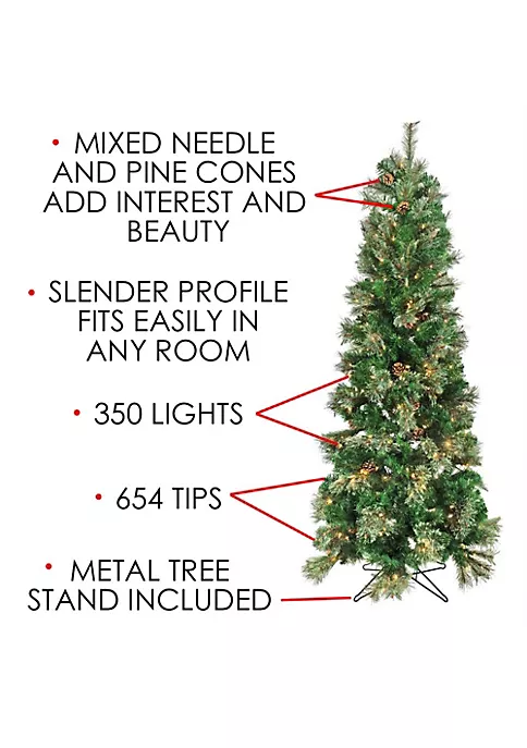 Garden Elements Artificial Pencil Fir Christmas Tree W/ Pine Cones- 350 Clear Lights, 6.5' 3 Garden Elements Artificial Pencil Fir Christmas Tree W/ Pine Cones- 350 Clear Lights, 6.5' - Image 3