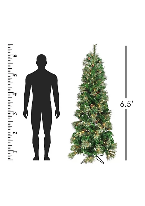 Garden Elements Artificial Pencil Fir Christmas Tree W/ Pine Cones- 350 Clear Lights, 6.5' 4 Garden Elements Artificial Pencil Fir Christmas Tree W/ Pine Cones- 350 Clear Lights, 6.5' - Image 4