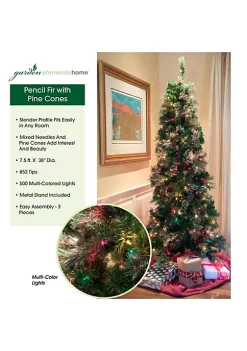 Garden Elements Artificial Pencil Fir Christmas Tree With Pine Cones, Multi-colored, 7.5 Ft -Disney Villains Shirts Shop Belk 1062