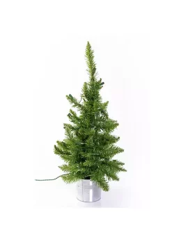 Garden Elements 24" Tin Pot Christmas Tree with 35 Clear Lights