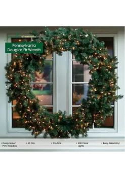 Garden Elements Diameter Douglas Fir Electrical Christmas Wreath, Clear Lights, 60" -Disney Villains Shirts Shop Belk 1130