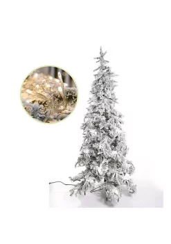 Garden Elements Winter Park Snowy Pine Artificial Christmas Tree, 7.5'