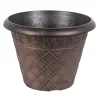 Garden Elements Outdoor Diamond Banded Plastic Planter, Copper, 14.75"
