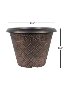 Garden Elements Outdoor Diamond Banded Plastic Planter, Copper, 14.75" -Disney Villains Shirts Shop Belk 1150
