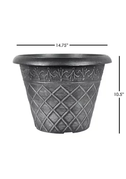 Garden Elements Outdoor Diamond Banded Plastic Planter, Silver, 14.75" -Disney Villains Shirts Shop Belk 1172