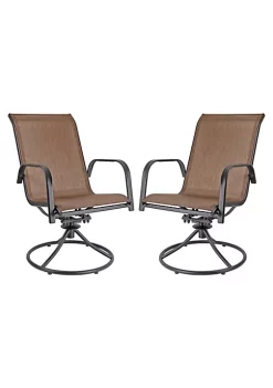 Garden Elements Sienna Swivel Rocker Metal Patio Chair, Brown Espresso Finish (Pack of 2)