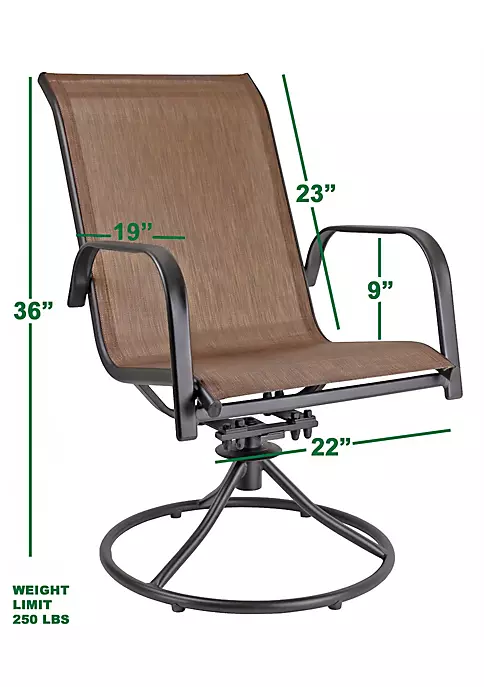 Garden Elements Sienna Swivel Rocker Metal Patio Chair, Brown Espresso Finish (Pack of 2) 4 Garden Elements Sienna Swivel Rocker Metal Patio Chair, Brown Espresso Finish (Pack of 2) - Image 4