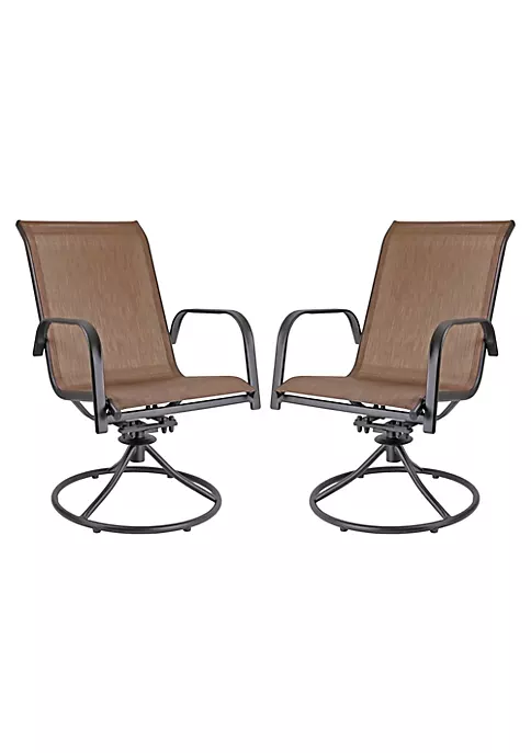 Garden Elements Sienna Swivel Rocker Metal Patio Chair, Brown Espresso Finish (Pack of 2) 6 Garden Elements Sienna Swivel Rocker Metal Patio Chair, Brown Espresso Finish (Pack of 2) - Image 6