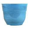 Garden Elements Glazed Brushed Happy Large Plastic Planter, Bright Blue, 15 Inch