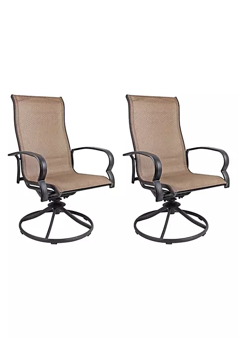 Garden Elements Bellevue Sling Swivel Rocker Patio Chair, Brown (Pack of 2) 1 Garden Elements Bellevue Sling Swivel Rocker Patio Chair, Brown (Pack of 2)