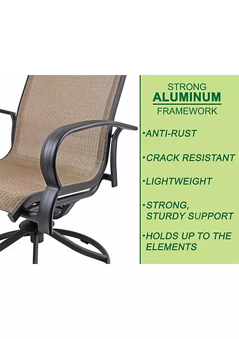 Garden Elements Bellevue Sling Swivel Rocker Patio Chair, Brown (Pack of 2) 5 Garden Elements Bellevue Sling Swivel Rocker Patio Chair, Brown (Pack of 2) - Image 5