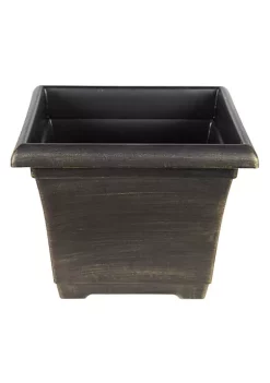 Garden Elements Outdoor Large Square Plastic Planter, Gold, 14"