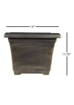 Garden Elements Outdoor Large Square Plastic Planter, Gold, 14" -Disney Villains Shirts Shop Belk 1269