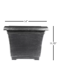 Garden Elements Outdoor Large Square Plastic Planter, Silver, 14" -Disney Villains Shirts Shop Belk 1273