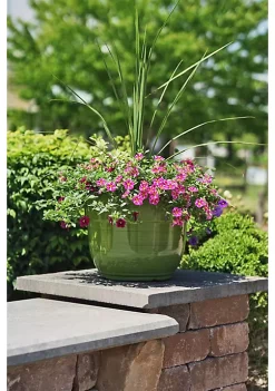 Garden Elements Glazed Brushed Happy Large Plastic Planter, Dark Green, 15 Inch -Disney Villains Shirts Shop Belk 1292