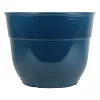 Garden Elements Glazed Brushed Happy Large Plastic Planter, Dark Teal, 15 Inch