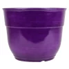 Garden Elements Glazed Brushed Happy Large Plastic Planter, Dark Purple, 15 Inch