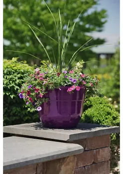 Garden Elements Glazed Brushed Happy Large Plastic Planter, Dark Purple, 15 Inch -Disney Villains Shirts Shop Belk 1310