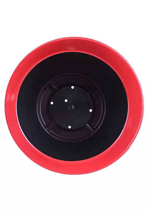 Garden Elements Glazed Brushed Happy Large Plastic Planter, Bright Red, 15 Inch 3 Garden Elements Glazed Brushed Happy Large Plastic Planter, Bright Red, 15 Inch - Image 3