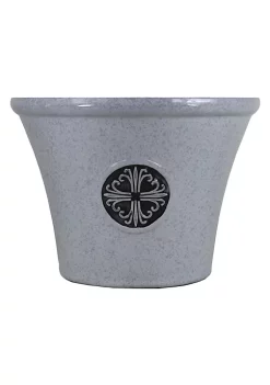 Garden Elements Logo Large Plastic Modern Planter, Gray, 14.75