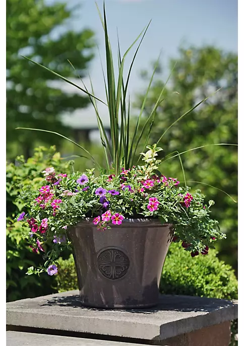 Garden Elements Logo Large Plastic Modern Planter, Light Brown, 14.75" 5 Garden Elements Logo Large Plastic Modern Planter, Light Brown, 14.75" - Image 5