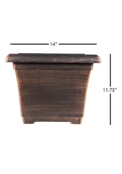 Garden Elements Outdoor Large Square Plastic Planter, Bronze, 14" -Disney Villains Shirts Shop Belk 1355