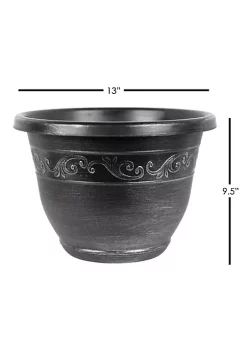 Garden Elements Outdoor Tulip Banded Plastic Planter, Silver, 13" -Disney Villains Shirts Shop Belk 1365