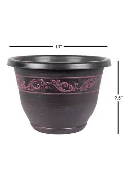 Garden Elements Outdoor Tulip Banded Plastic Planter, Plum, 13" -Disney Villains Shirts Shop Belk 1380