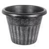 Garden Elements Outdoor Dragon Banded Plastic Planter, Silver, 13"