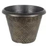 Garden Elements Outdoor Diamond Banded Plastic Planter, Gold, 14.75"