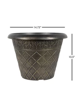 Garden Elements Outdoor Diamond Banded Plastic Planter, Gold, 14.75" -Disney Villains Shirts Shop Belk 1390