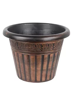 Garden Elements Outdoor Dragon Banded Plastic Planter, Bronze, 13"