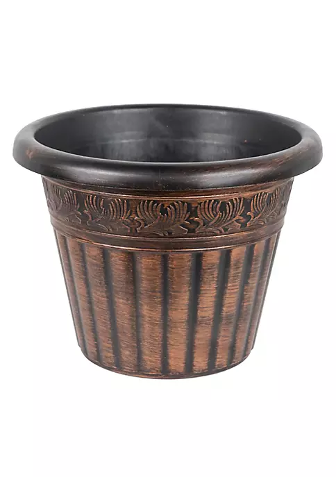 Garden Elements Outdoor Dragon Banded Plastic Planter, Bronze, 13" 1 Garden Elements Outdoor Dragon Banded Plastic Planter, Bronze, 13"
