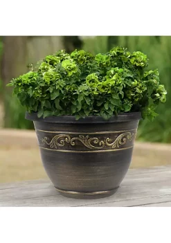 Garden Elements Outdoor Tulip Banded Plastic Planter, Gold, 13" -Disney Villains Shirts Shop Belk 1405