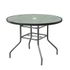 Garden Elements Outdoor Dining Table Patio Furniture, Round Waterwave Glass Top, Charcoal, 40"