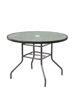 Garden Elements Outdoor Dining Table Patio Furniture, Round Waterwave Glass Top, Charcoal, 40"