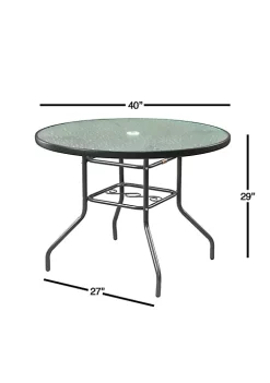 Garden Elements Outdoor Dining Table Patio Furniture, Round Waterwave Glass Top, Charcoal, 40" -Disney Villains Shirts Shop Belk 1410