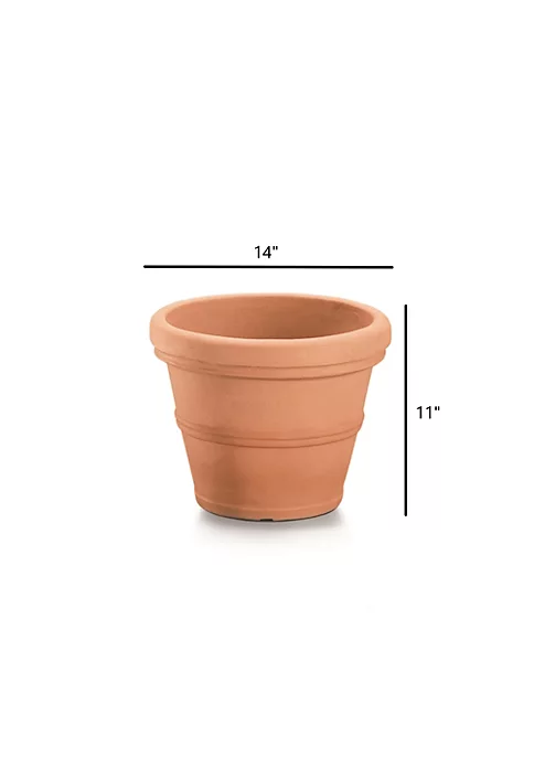 Garden Elements (#BC2614SC34) Turin Plastic Outdoor Round Planter, Terra Cotta, 14" 2 Garden Elements (#BC2614SC34) Turin Plastic Outdoor Round Planter, Terra Cotta, 14" - Image 2