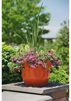 Garden Elements Glazed Brushed Happy Large Plastic Planter, Bright Orange, 15 Inch -Disney Villains Shirts Shop Belk 1443