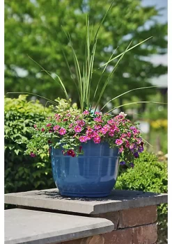 Garden Elements Glazed Brushed Happy Large Plastic Planter, Dark Blue, 15 Inch -Disney Villains Shirts Shop Belk 1449